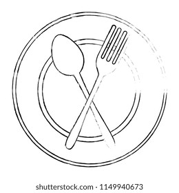 dish with fork and spoon crossed