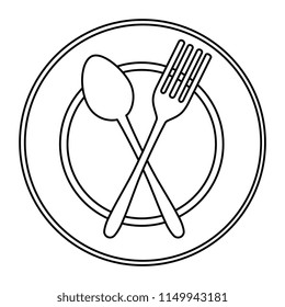 dish with fork and spoon crossed