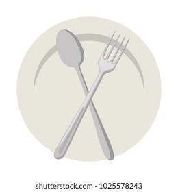dish with fork and spoon cutlery isolated icon