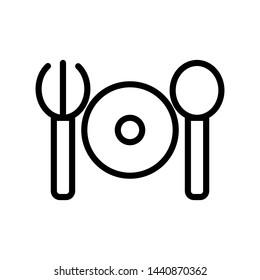 dish and fork with a spoon for eat icon concept ,Vector Illustration 