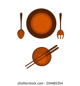 Dish fork spoon and knife icon vector, solid illustration, isolated on white