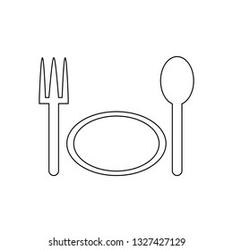 Dish, fork, spoon, knife line icon, outline vector sign, linear style pictogram isolated on white. Food symbol, logo illustration. Editable stroke. Pixel perfect vector graphics 