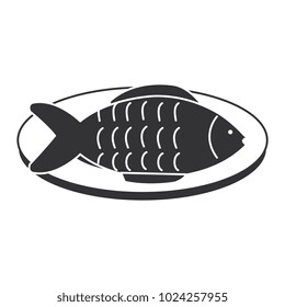 dish with fresh fish isolated icon