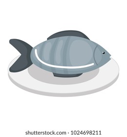 dish with fresh fish isolated icon