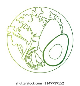 dish with fresh lettuce and avocados