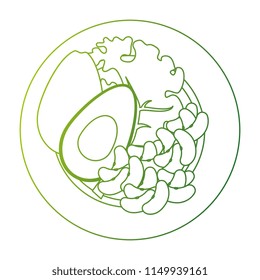 dish with fresh lettuce and avocados