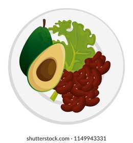 dish with fresh lettuce and avocados