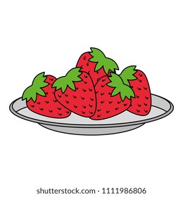dish with fresh strawberries fruit
