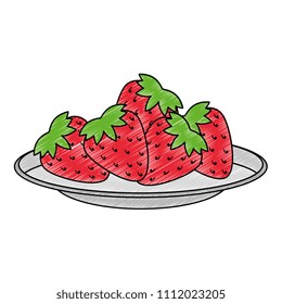 dish with fresh strawberries fruit