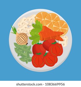 dish with fresh vegetables