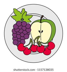 dish with fruits healthy food
