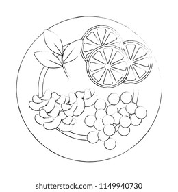 dish with fruits and vegetables