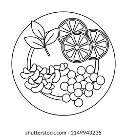 dish with fruits and vegetables