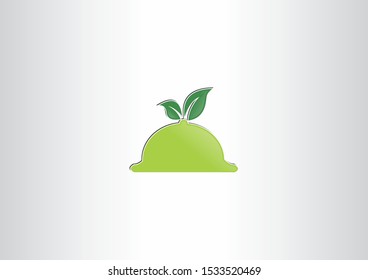 Dish with green leaf concept logo design