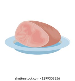 dish with ham piece
