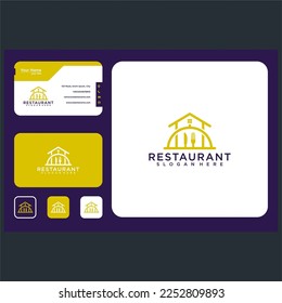 casa de plato con plantilla gráfica de diseño de logotipo de tenedor
