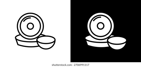 Dish Icon blackwhite Vector Illustration