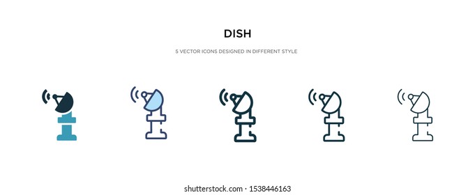 dish icon in different style vector illustration. two colored and black dish vector icons designed in filled, outline, line and stroke style can be used for web, mobile, ui
