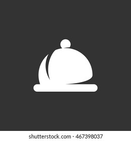 Dish icon in flat style isolated on black background. Tray logo silhouette. Abstract sign, symbol, pictogram. Vector illustration