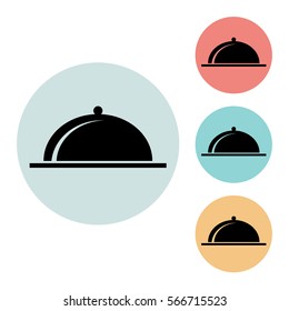 dish icon isolated vector sign symbol, on blue, red, yellow background.Tourism elements icons. Can be used in logo, UI and web design