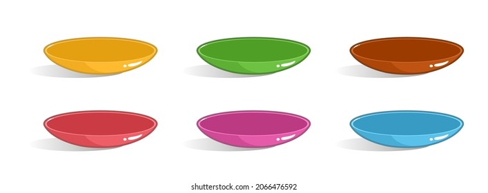 Dish icon set. Cartoon empty dishes isolated on white background