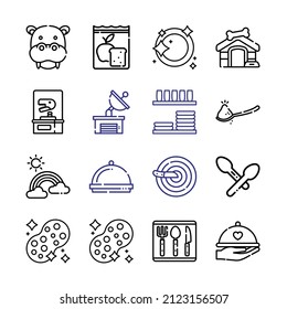 icono de plato Establecer con iconos de línea. Estilo De Línea Delgada Moderna. Adecuado para Web e Icono móvil. Ilustración del vector EPS 10.
