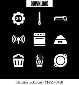 dish icon. This set with popcorn, antenna, dog food and paella vector icons for mobile and web