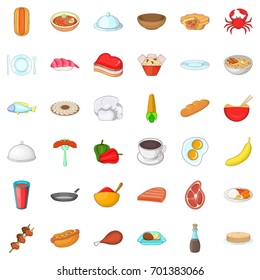 Dish icons set. Cartoon style of 36 dish vector icons for web isolated on white background