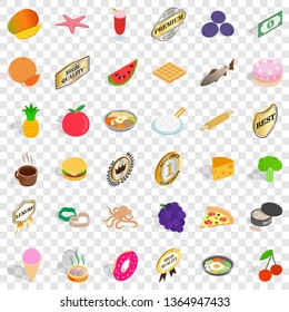 Dish icons set. Isometric 36 dish vector icons for web for any design