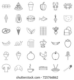 Dish icons set. Outline style of 36 dish vector icons for web isolated on white background