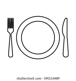 dish with kitchen cutlery isolated icon