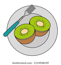 dish with kiwi fresh fruit healthy