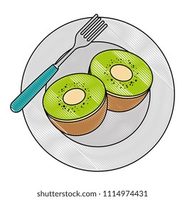 dish with kiwi fresh fruit healthy