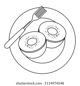 dish with kiwi fresh fruit healthy