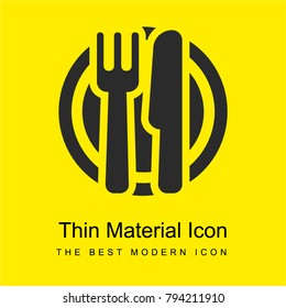 Dish knife and fork bright yellow material minimal icon or logo design
