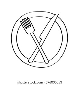 dish with knife and fork kitchen cutlery isolated icon