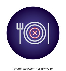 dish with knife and fork neon light style vector illustration design