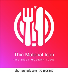 Dish knife and fork red and pink gradient material white icon minimal design