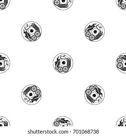 Dish of korean food pattern repeat seamless in black color for any design. Vector geometric illustration