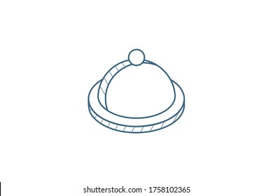 Dish with lid isometric icon. 3d vector illustration. Isolated line art technical drawing. Editable stroke