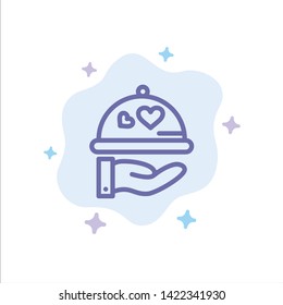 Dish, Love, Wedding, Heart Blue Icon on Abstract Cloud Background