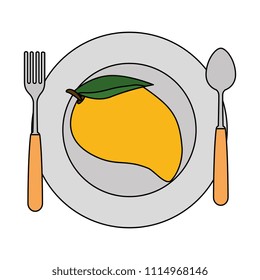 dish with mango fresh fruit healthy