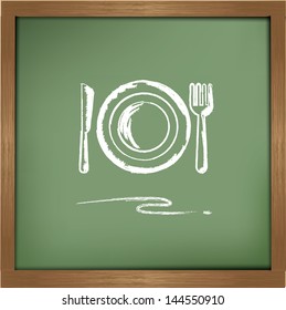 Dish on black board background,vector
