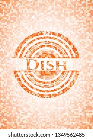 Dish orange mosaic emblem with background