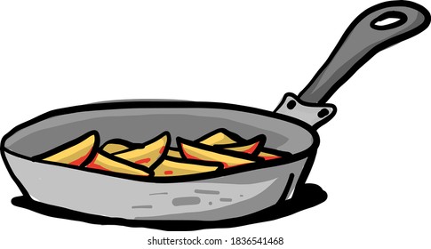 Dish in a pan, illustration, vector on white background