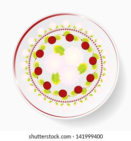 The dish, pattern with cherries
