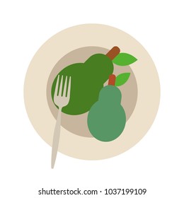 dish with pears icon over white background colorful design vector illustration