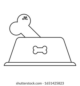 dish for pet with bone isolated icon vector illustration design