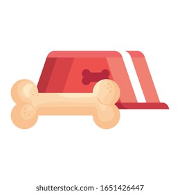 dish for pet with bone toy vector illustration design