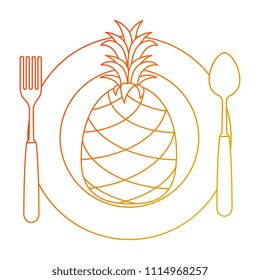 dish with pineapple fresh fruit healthy